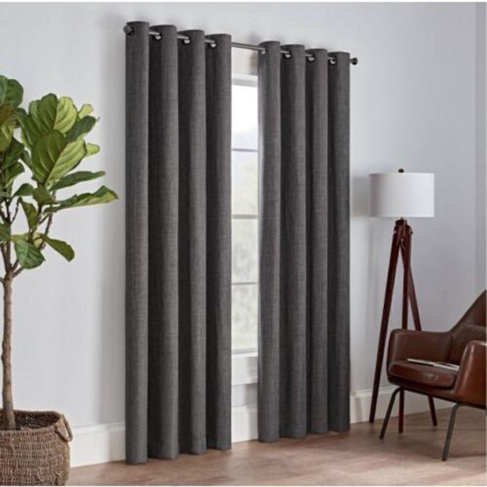 Eclipse 63"x52" Rowland Blackout Curtain Panel (One Panel) Charcoal - Picture 3 of 9